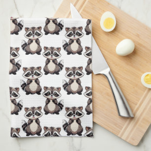 Waschbär-Muster-Design Weiß Geschirrtuch