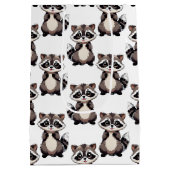 Waschbär-Muster-Design Weiß Mittlere Geschenktüte (Rückseite)