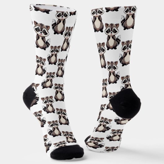 Waschbär-Muster-Design Weiß Socken (Gewinkelt)