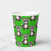 Waschbär-Musterdesign Grün Pappbecher (Rechts)