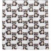 Waschbär-Musterdesign Weiß Duschvorhang (Vorderseite)