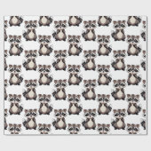 Waschbär-Musterdesign Weiß Geschenkpapier (Flach)