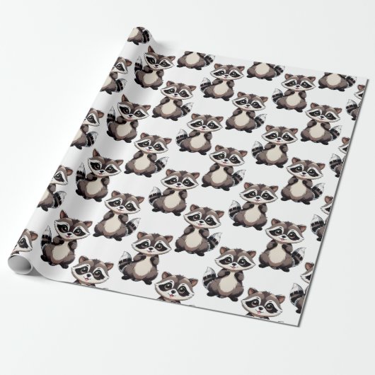 Waschbär-Musterdesign Weiß Geschenkpapier (Ungerollt)