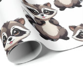 Waschbär-Musterdesign Weiß Geschenkpapier (Rolleneckpunkt)