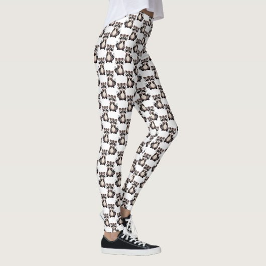 Waschbär-Musterdesign Weiß Leggings (Rechts)