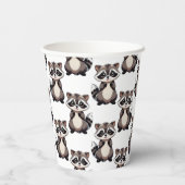 Waschbär-Musterdesign Weiß Pappbecher (Rückseite)