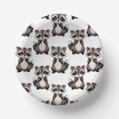 Waschbär-Musterdesign Weiß Pappteller (Vorderseite)