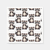 Waschbär-Musterdesign Weiß Serviette (Vorderseite)