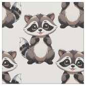 Waschbär-Musterdesign Weiß Stoff (Nahaufnahme)