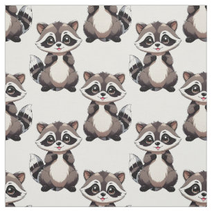 Waschbär-Musterdesign Weiß Stoff