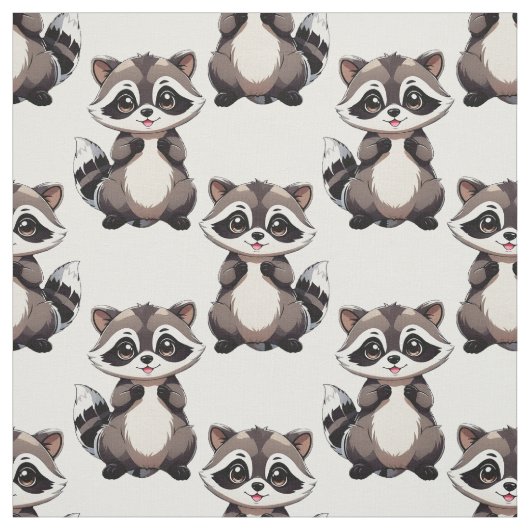 Waschbär-Musterdesign Weiß Stoff (Muster)