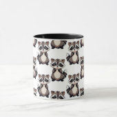 Waschbär-Musterdesign Weiß Tasse (Zentrum)