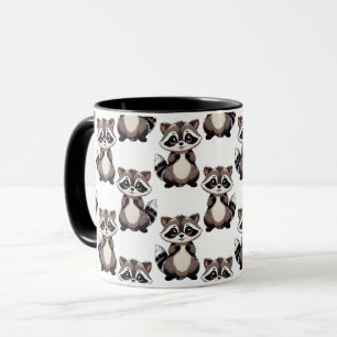 Waschbär-Musterdesign Weiß Tasse
