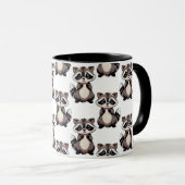 Waschbär-Musterdesign Weiß Tasse (VorderseiteRechts)