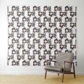 Waschbär-Musterdesign Weiß Wandteppich (Beispiel (Horizontal))
