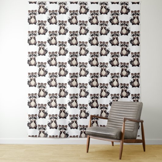 Waschbär-Musterdesign Weiß Wandteppich (Beispiel)