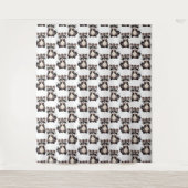 Waschbär-Musterdesign Weiß Wandteppich (Vorderseite)
