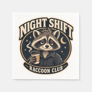Waschbär-Nachtschicht-Club – Lustiger Nachtschicht Serviette