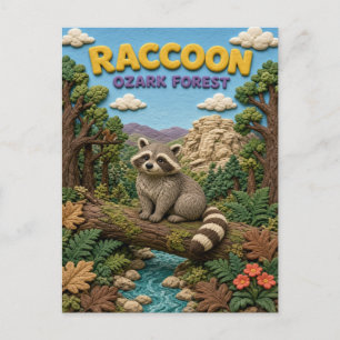 Waschbär Ozark Wald Moderne KlayKoo Postkarte
