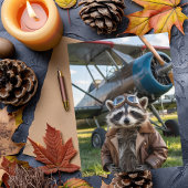 Waschbär Pilot Flugzeug Lustiges Foto Geburtstag Postkarte