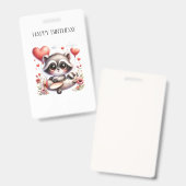 Waschbär-Pilot-Geburtstag Ausweis (Vorder- & Rückseite)