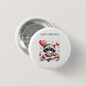 Waschbär-Pilot-Geburtstag Button (Vorne & Hinten)