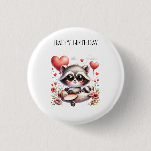 Waschbär-Pilot-Geburtstag Button