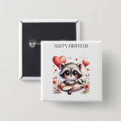 Waschbär-Pilot Geburtstag Button (Vorne & Hinten)