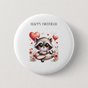 Waschbär-Pilot-Geburtstag Button