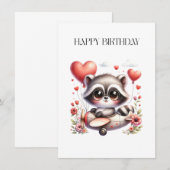 Waschbär-Pilot-Geburtstag Einladung (Vorne/Hinten)