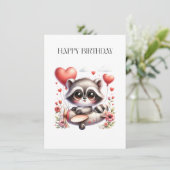 Waschbär-Pilot-Geburtstag Einladung (Stehend Vorderseite)