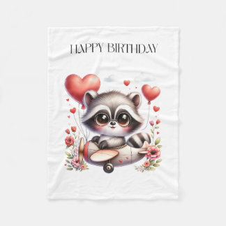 Waschbär-Pilot-Geburtstag Fleecedecke