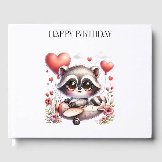 Waschbär-Pilot-Geburtstag Gästebuch (Vorderseite)