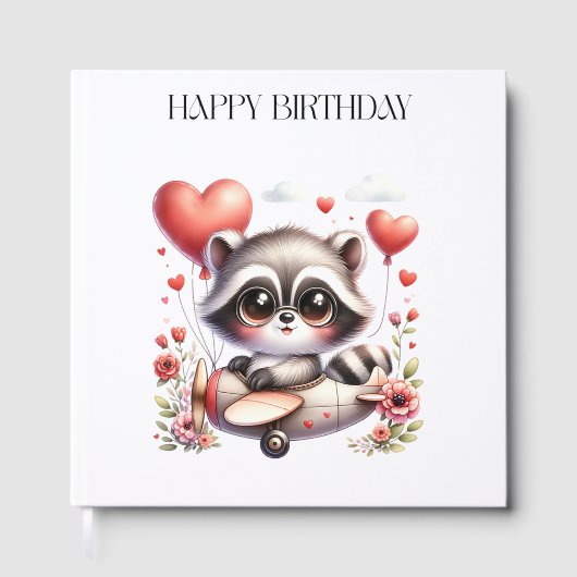 Waschbär-Pilot Geburtstag Gästebuch (Vorderseite)