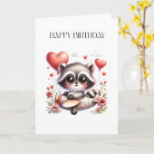 Waschbär-Pilot-Geburtstag Karte (Gelbe Blume)