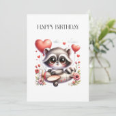 Waschbär-Pilot-Geburtstag Karte (Stehend Vorderseite)