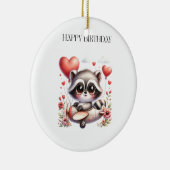 Waschbär-Pilot-Geburtstag Keramik Ornament (Rechts)