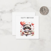 Waschbär-Pilot-Geburtstag Mitteilungskarte (Vorderseite/Rückseite Beispiel)