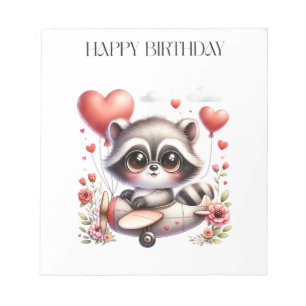 Waschbär-Pilot-Geburtstag Notizblock