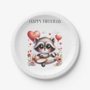 Waschbär-Pilot-Geburtstag Pappteller