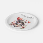 Waschbär-Pilot-Geburtstag Pappteller (Schrägansicht)