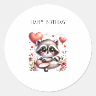 Waschbär-Pilot-Geburtstag Runder Aufkleber