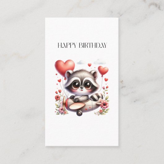 Waschbär-Pilot-Geburtstag Visitenkarte (Vorderseite)