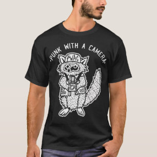 Waschbär Punk Mit Einer Kamera T-Shirt