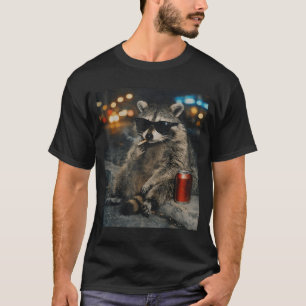 Waschbär raucht Zigarette Lustiges Tier Meme T-Shirt