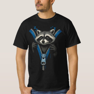 Waschbär-Reißverschluss-Illusion 3D Lustige Tier T-Shirt