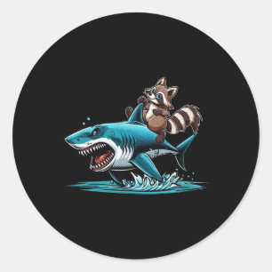 Waschbär-Reit-Shark-Kostüm Meeres-Tierliebhaber Ki Runder Aufkleber