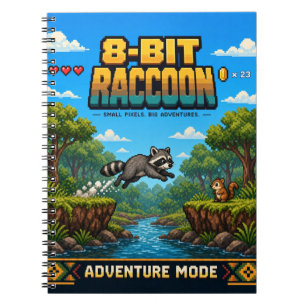 Waschbär, Retro-8-Bit-Pixelkunst Notizblock
