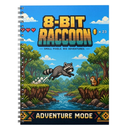 Waschbär, Retro-8-Bit-Pixelkunst Notizblock (Vorderseite)