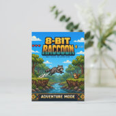 Waschbär, Retro-8-Bit-Pixelkunst Postkarte (Stehend Vorderseite)